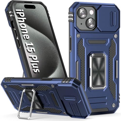 Heavy Duty Phone Case for 15 PlusCase with Camera Cover (★ iPhone 15 Plus 【6.7 inches】 / Navy Blue)