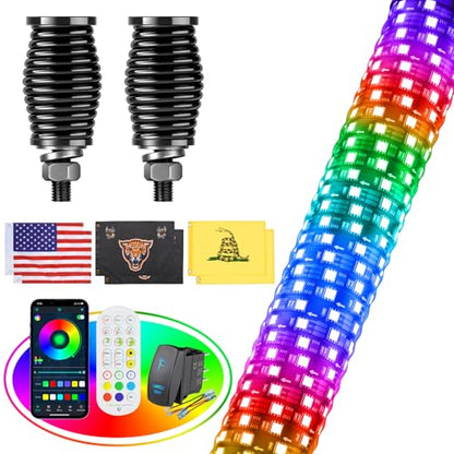 1PC 1FT Fat Whip Light for UTV ATV with Spring Base (1FT-1PC)