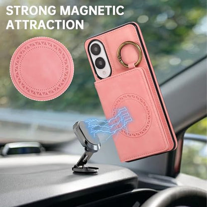 Compatible with Samsung Galaxy S25 Edge Wallet Case Screen Protector Crossbody Shoulder Strap Ring Buckle Stand Card Holder Magnetic Car Mount Phone Cover for S25Edge 25S S 25 25Edge Women Men Pink (Rose Gold / for S25 edge)
