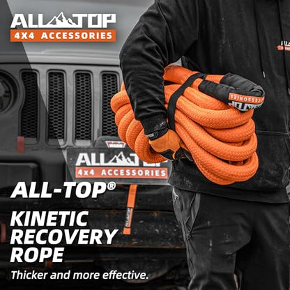 Kinetic Recovery Rope Kit w (1.5"x30'(Orange) + 2pcs Soft Shackle)