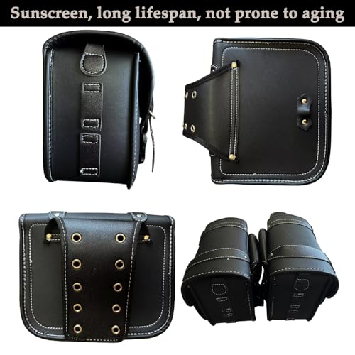 Faux Leather Motorcycle Saddlebags with Lock (Small Without Cup Bag)