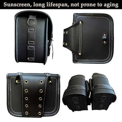 Faux Leather Motorcycle Saddlebags with Lock (Small Without Cup Bag)