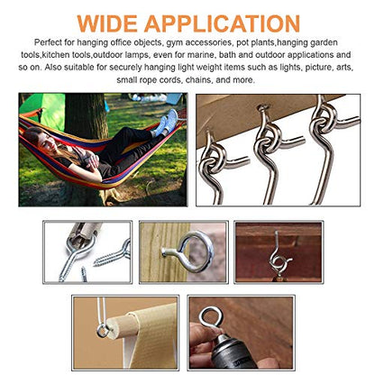 VANFLY 304 Stainless Steel Eye Shape Screws Metal Hook (24 Pack)