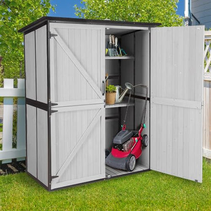 Outdoor Storage Cabinet with Adjustable Shelves (Off White)