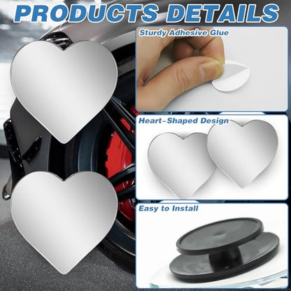 2Pcs Cars Heart Shaped Blind Spot Mirrors Car Side Mirror Blindspot Adjustabe Angle Removable Wide Angle Convex RearView Mirror for Enhanced Safety Universal Fit Stick (Heart-2Pcs)