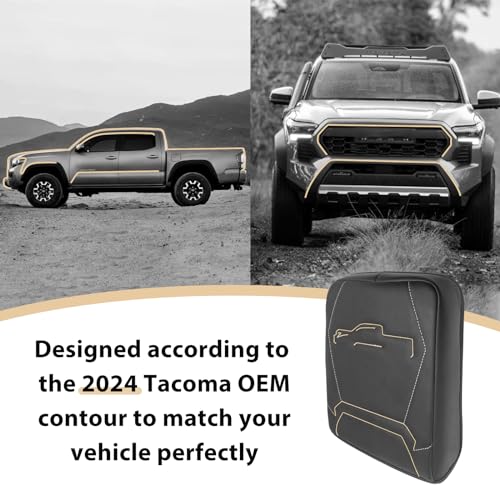Armrest Cover for Toyota Tacoma 2024 (9) 24+ |Tacoma| Gray Stitch, Regular)