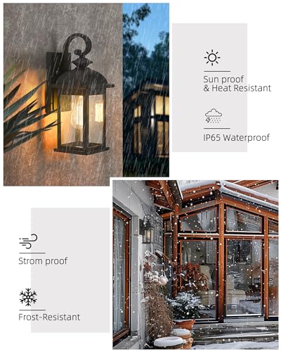 Outdoor Wall Sconce (Matte Black, Seeded Glass / 15", Single Unit)