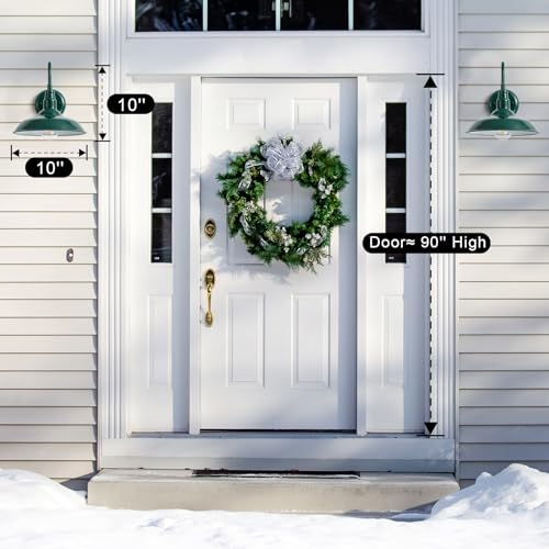 10‘’ Dome Outdoor Gooseneck Barn Light Fixture with Wall Mount (Green / 10" Dome)