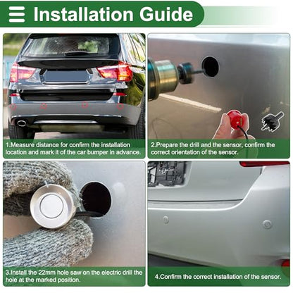 Universal Car Auto Vehicle Reverse Backup Radar System Reverse Parking Sensors Alarm Buzzer Reminder Distance Detection Red 8 Parking Sensors (Red)