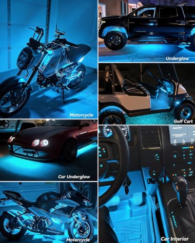 12V Led Light Strip for Car Motorcycle Ice Blue 12.5Inch 4Pack (ICE Blue Led Strip)