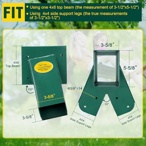 A Frame 1pcs Bracket Swing Set Bracket for Heavy Duty Swing Set (End Brackets(1Pcs-Green))