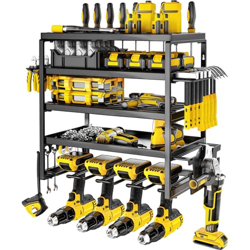 Power Tool Organizer Wall Mount (5-Tier 4 Drill Holders)