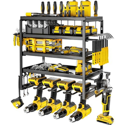 Power Tool Organizer Wall Mount (5-Tier 4 Drill Holders)