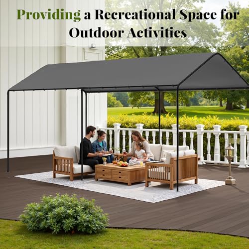 10x20 Carport Heavy Duty Portable Garage Shelter (Gray / 10x20 without sidewalls)