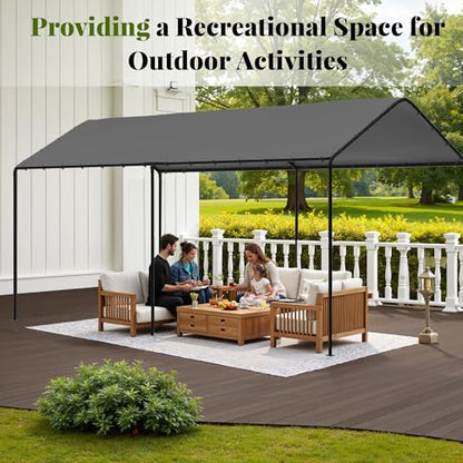 10x20 Carport Heavy Duty Portable Garage Shelter (Gray / 10x20 without sidewalls)