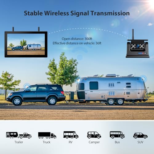 10.1" Magnetic Solar Wireless Backup Camera System (Black / 10'' 1 CAM Rear View)