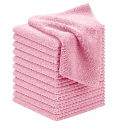 Microfiber Cleaning Cloths (Pack of 12 - 12x12 Inches / Pink)