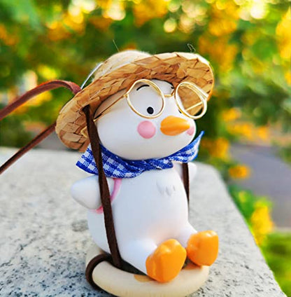 Duck On Swing Car Pendant of Swing Duck Cute Decor Car Gift for Rear View Mirrior Hanging Accessories and Mirror Hanging Accessories (A)