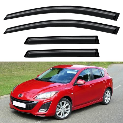 Window Visors Rain Guards for 2010 2011 2012 2013 Mazda 3 Hatchback (2010-2013 Mazda 3 Hatchback)