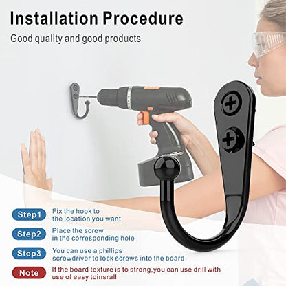 15 Pack Black Wall Mount Hooks for Hanging Coats & Towels (15PCS Black Hooks)