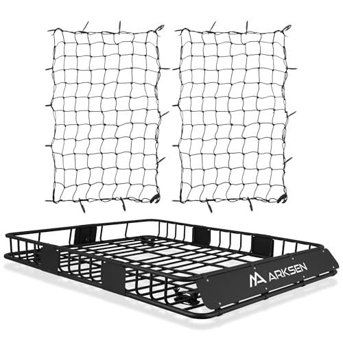 64" x 50" x 6" Extra Wide Roof Rack Basket with Extension (64" Cargo Rack w/2 Nets)