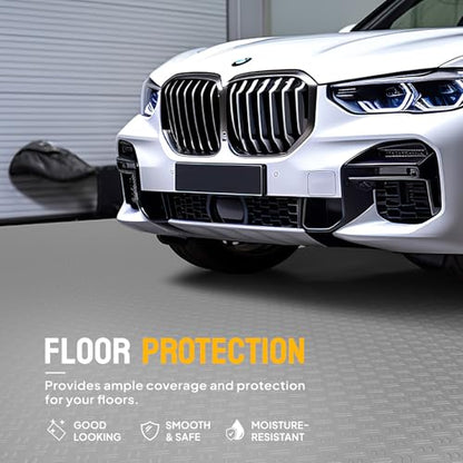 7.5 x 20 FT Garage Floor Mat (7.5'x20' / Silver(Dual Diamond))