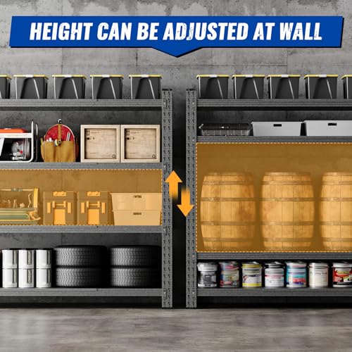 78.8" W Heavy Duty Garage Shelves 7000lbs Garage Metal Shelving Adjustable Storage Shelves for Industrial (Black / 78.8" W X 24" D X 78.8" H)