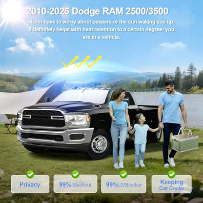 6pcs Car Window Shades for Dodge RAM 2500 3500 2010 (for 2010-2025 Dodge RAM 2500 3500)