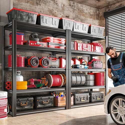 Storage Shelves 2000LBS Garage Shelving Heavy Duty (16.5"D x 31.5"W x 72"H,Black)