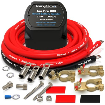 Dual Battery Isolator Kit Heavy Duty 300 AMP 1000 AMP Peak Voltage Sensitive Relay VSR for 12 Volt Systems (300 AMP Kit)