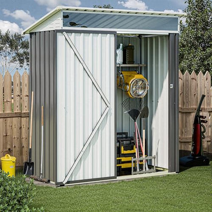 JYQAQA 5x3 FT Outdoor Garden Storage Shed (Dark Gray / 5 x 3 x 6 FT)