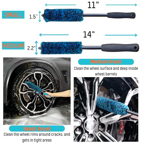7PCS Car Wheel Rims Detail Cleaning PRO Wash Kit (7-Pack / Blue/Black)