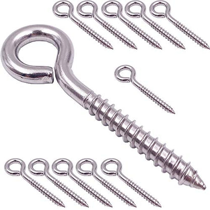 VANFLY 304 Stainless Steel Eye Shape Screws Metal Hook (24 Pack)