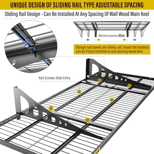 1.64x4ft Adjustable Rail Wall Garage Storage Shelf (1.64x4ft-1pack)