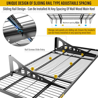 1.64x4ft Adjustable Rail Wall Garage Storage Shelf (1.64x4ft-1pack)