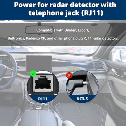 USB C to RJ11 & USB to RJ11 Radar Detector Cable for Escort Uniden & More (USB)