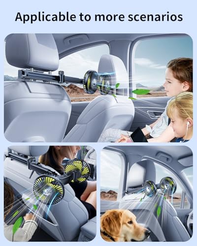 Dual Head Car Fan for Back Seat (CARFAN-BAT-ARM / Graphite)