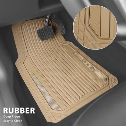 Heavy Duty Sporty Rubber Car Mats (beige)