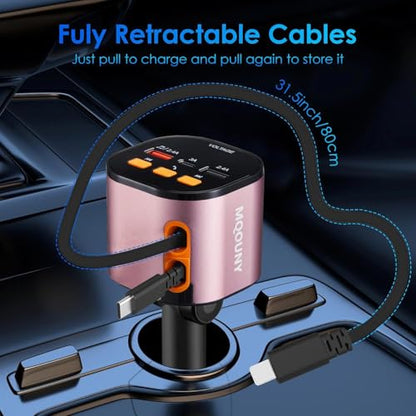 Retractable Car Charger (Pink)