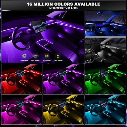 Acrylic Interior Car LED Strip Light with Wireless APP (RGB Color 18 in 1)