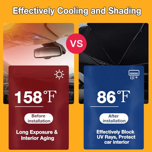 Print Raccoon Windshield Sun Shade Funny Raccoon Sun Shade for Car Front Window Block UV Rays Foldable Umbrella Windshield Sun Visor Protector Keep Vehicle Cool for Most Vehicles (raccoon)