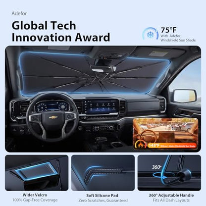 for Ford F150 Windshield Sun Shade Umbrella [10 (For Ford F150 (2015-2025))