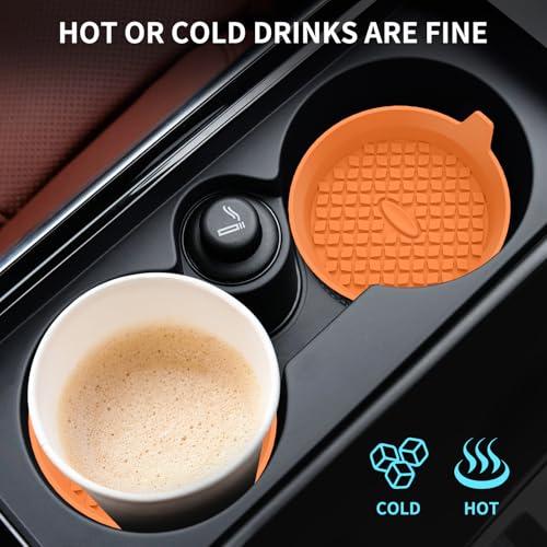 Car Cup Holder Coasters [4 Pack] Silicone Cups Mats (4pack-orange)