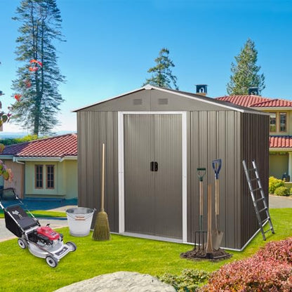 6x8 FT Outdoor Storage Shed (6x8 FT/No Window / Gray)