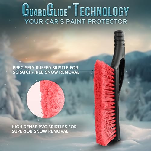 27" Snow Brush & Ice Scraper for Car Windshield with Foam Grip (Red)