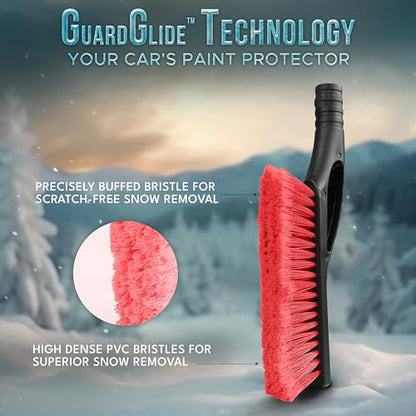 27" Snow Brush & Ice Scraper for Car Windshield with Foam Grip (Red)