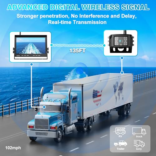 HD 1080P 10" Wireless RV Dual Backup Camera System with Recording (Black / 10" 4-Cam)