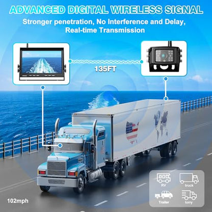 HD 1080P 10" Wireless RV Dual Backup Camera System with Recording (Black / 10" 4-Cam)