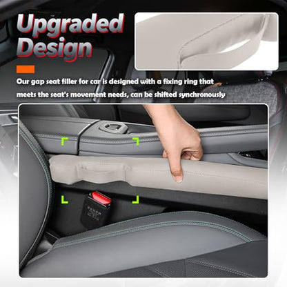 2026 2PCS Upgraded Car Seat Gap Filler with Fixing Ring (Light Beige)