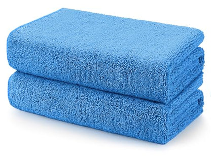 Professional Large Microfiber Car Drying Towels 2 Pack (Blue / 31 x 24 Inch)